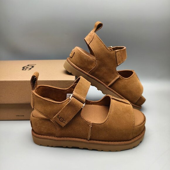 UGG Womens Brown Suede Platform Sandals - Picture 5 of 7